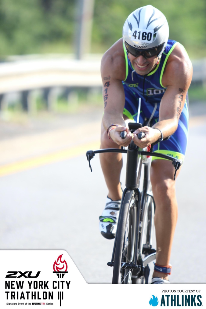 The author competing in the NYC triathlon
